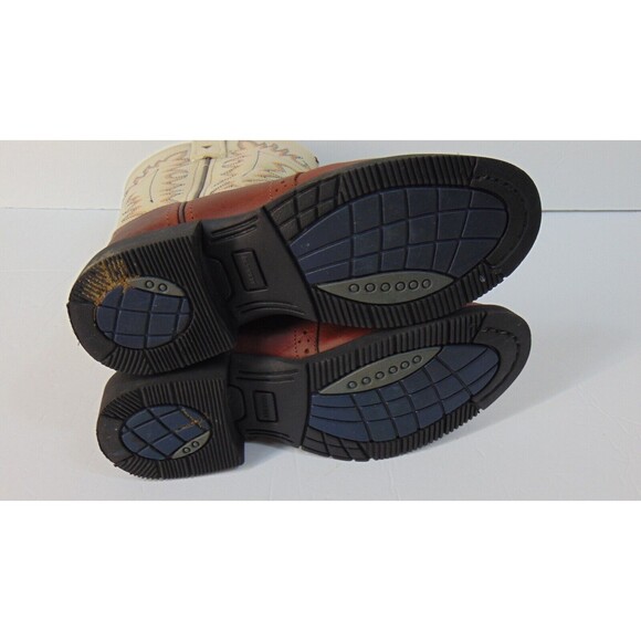 Old West Cowboy Boots Leather Upper Size 10 Brown / Tan Western Boy Girl KIDS - Picture 10 of 11